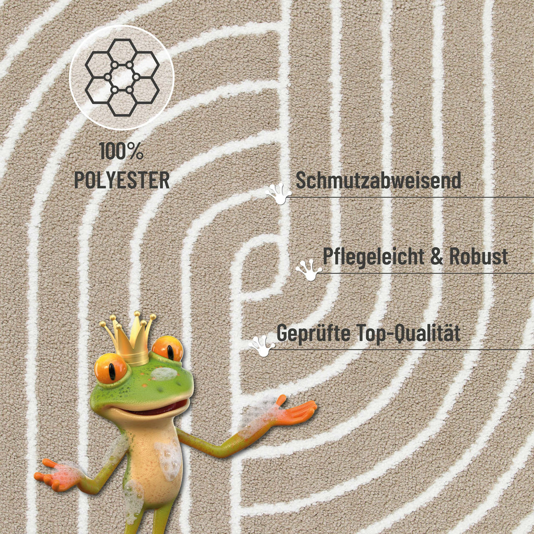 Hilda Badteppich beige Kurzflor rechteckig