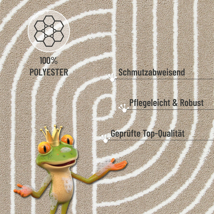 Hilda Badteppich beige Kurzflor rechteckig