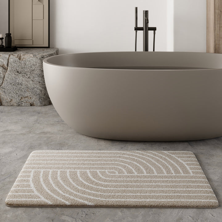 Hilda Badteppich beige Kurzflor rechteckig