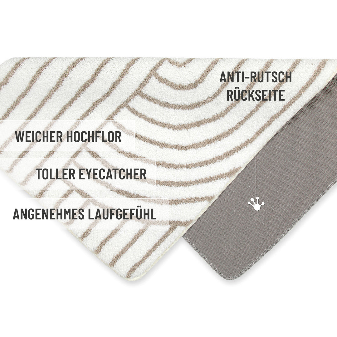 Hilda Badteppich beige Kurzflor rechteckig