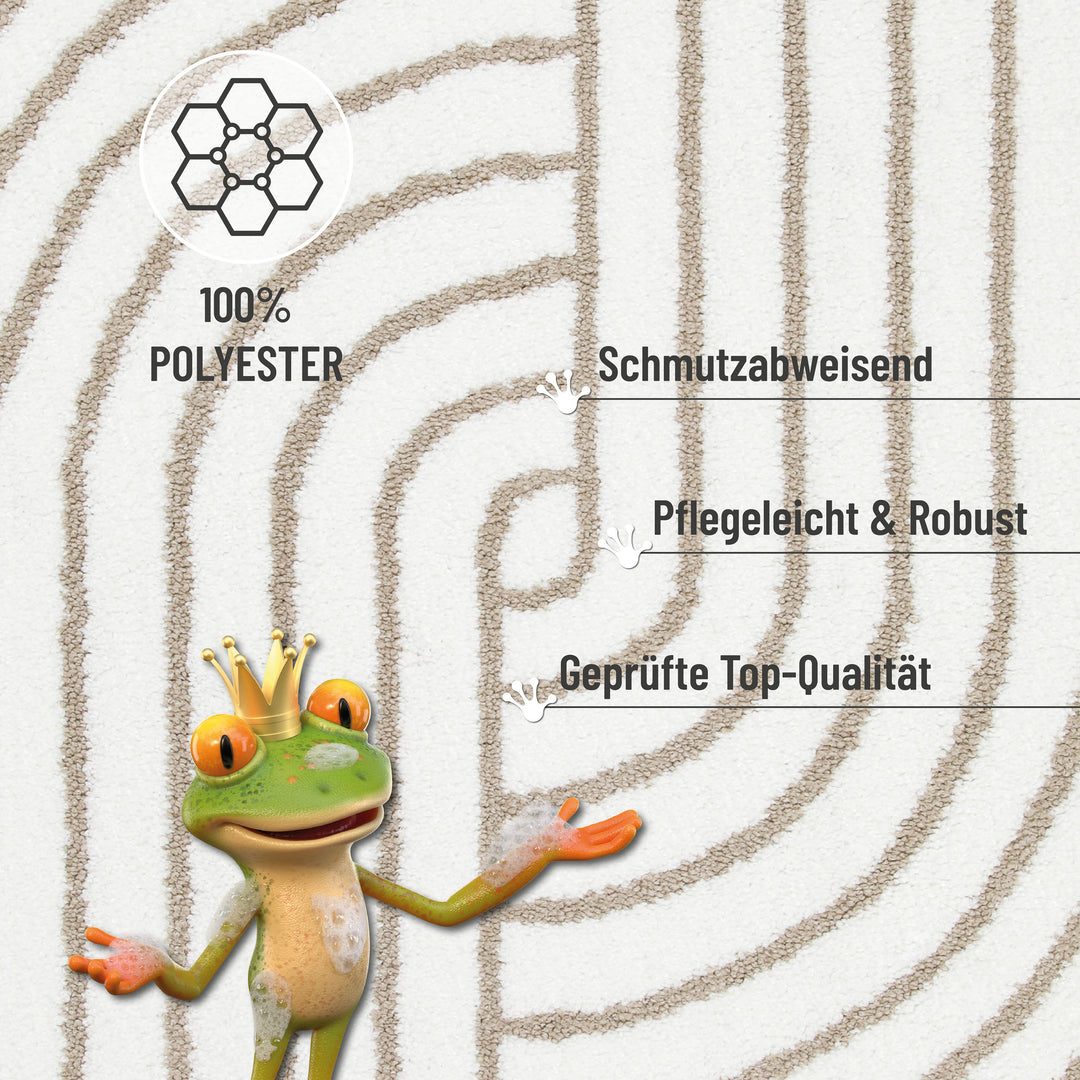 Hilda Badteppich beige Kurzflor rechteckig