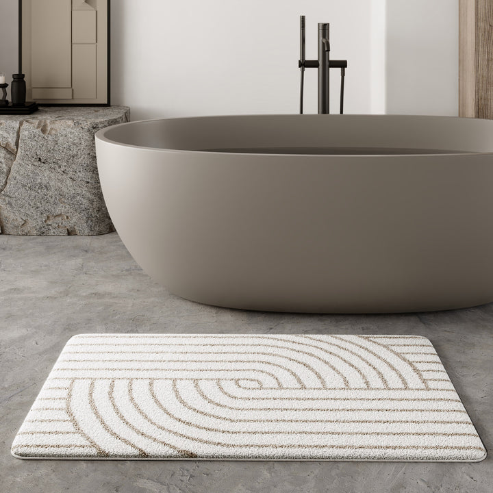 Hilda Badteppich beige Kurzflor rechteckig