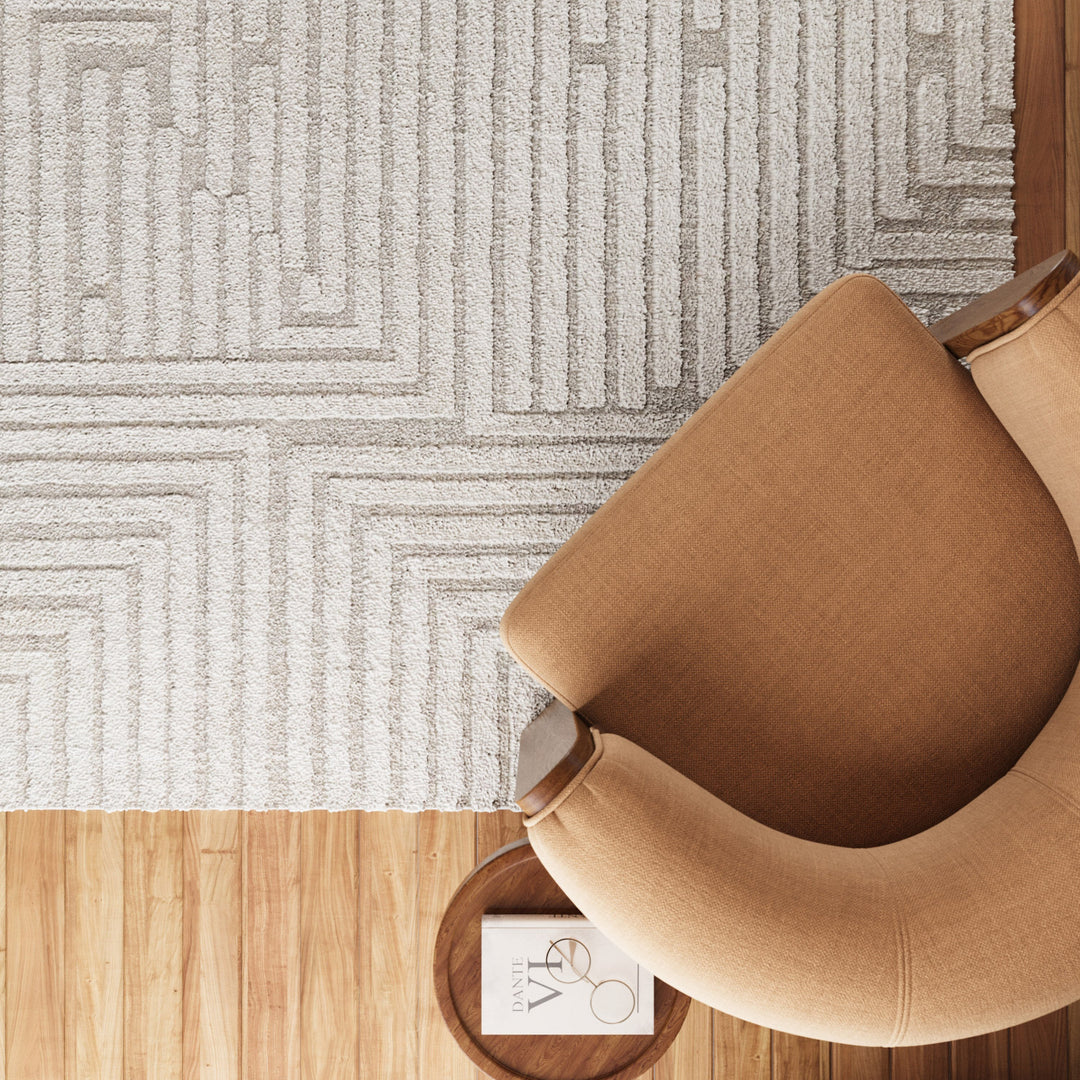 Hillmar Teppich creme beige Kurzflor rechteckig
