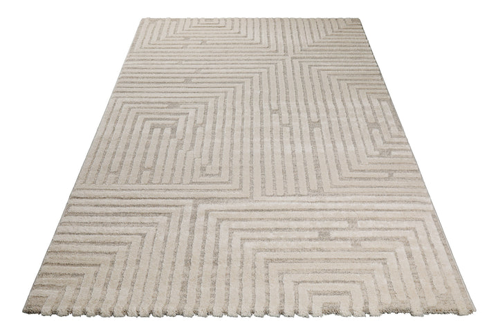 Hillmar Teppich creme beige Kurzflor rechteckig