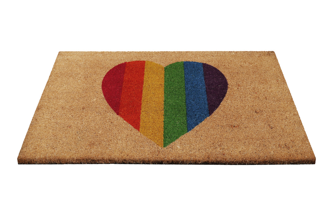 Fußmatte aus Kokosfaser Natur Bunt "Home Is Where Your Heart Is" WECONhome