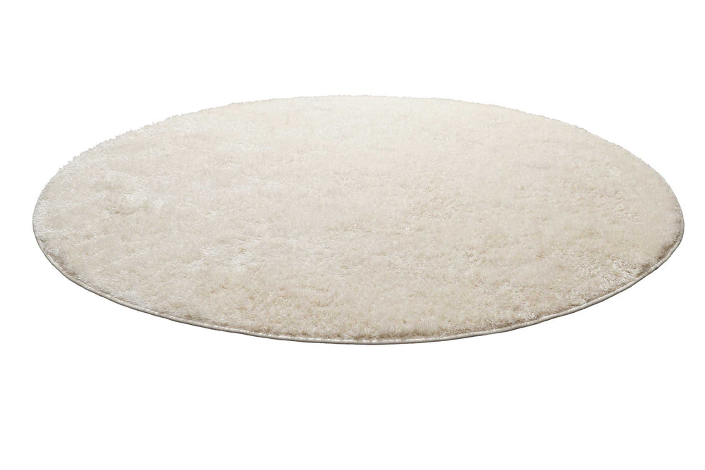 Flavio Teppich creme weiß Hochflor rund