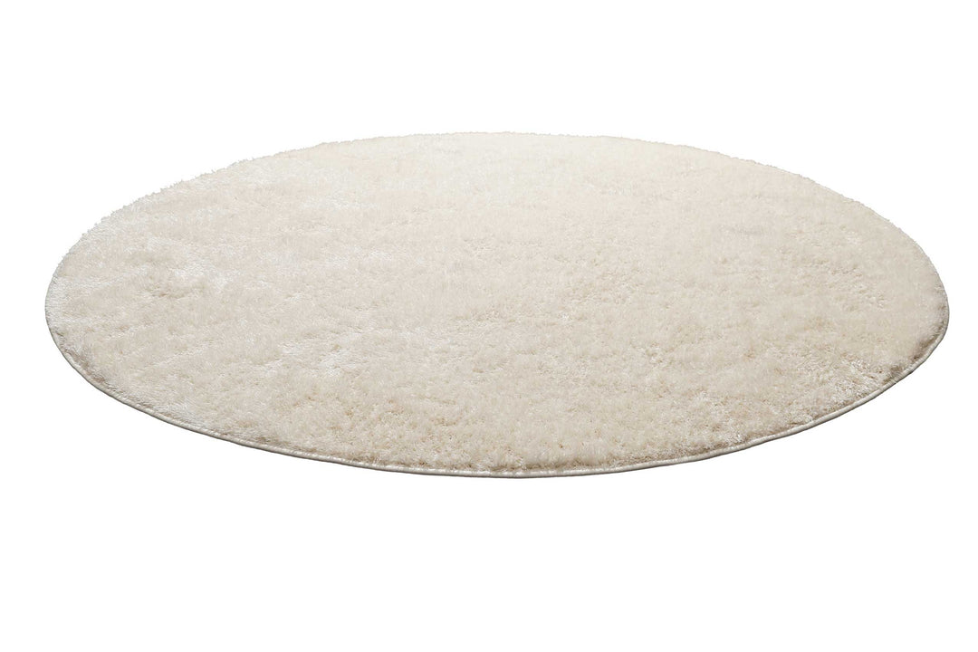 Flavio Teppich creme weiß Hochflor rund