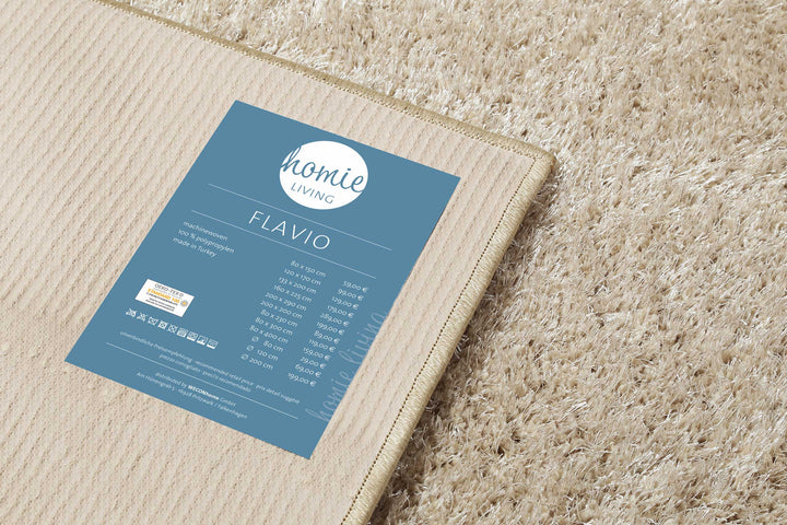 Flavio Teppich sand beige Hochflor rechteckig