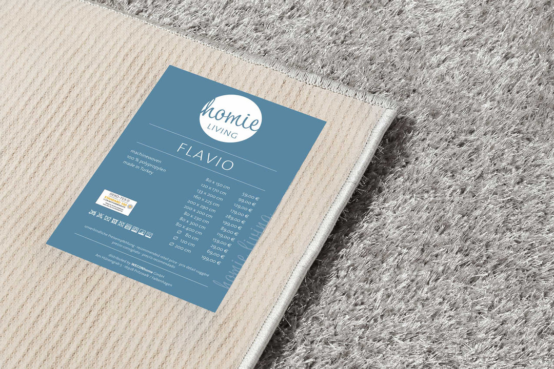 Flavio Teppich hellgrau Hochflor rechteckig