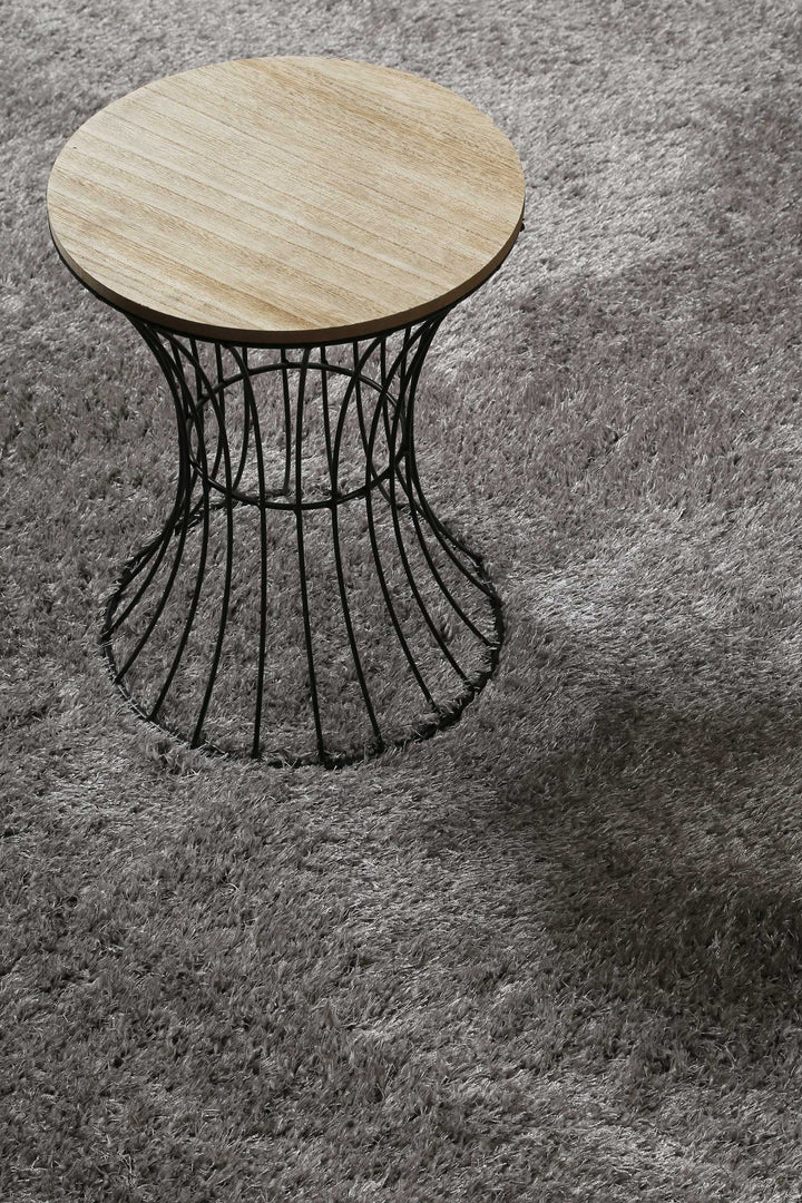 Flavio Teppich hellgrau Hochflor rund