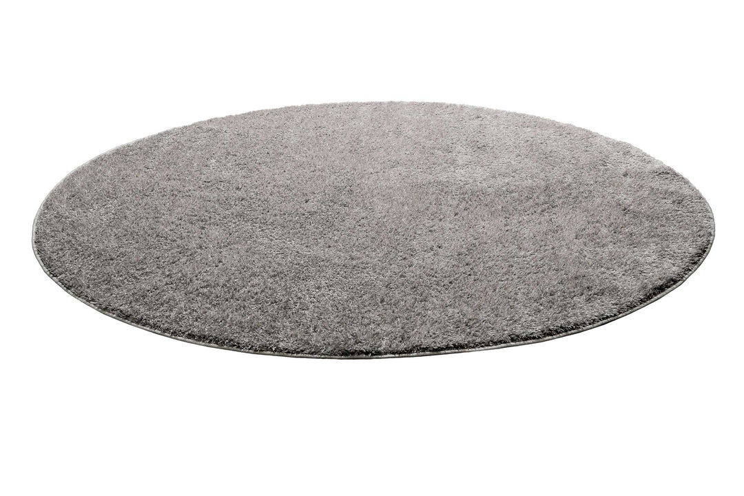 Flavio Teppich hellgrau Hochflor rund