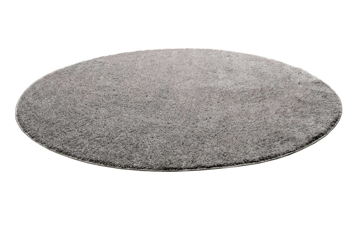 Flavio Teppich hellgrau Hochflor rund