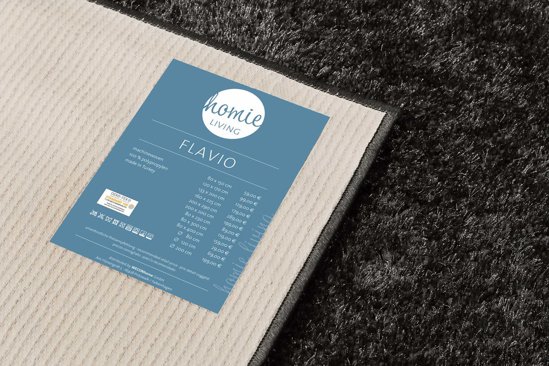 Flavio Teppich anthrazit grau Hochflor rechteckig