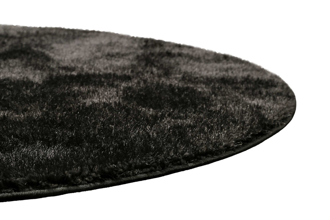 Flavio Teppich anthrazit grau Hochflor rund