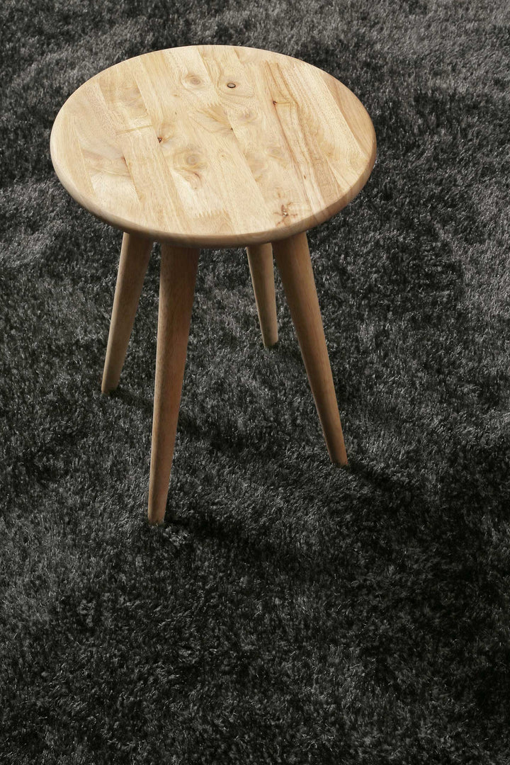 Flavio Teppich anthrazit grau Hochflor rund