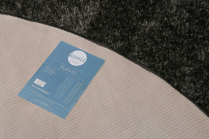 Flavio Teppich anthrazit grau Hochflor rund