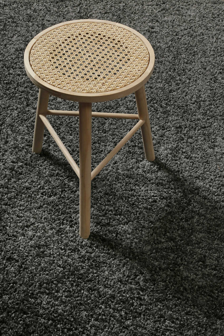 Gino Teppich anthrazit grau Hochflor rund