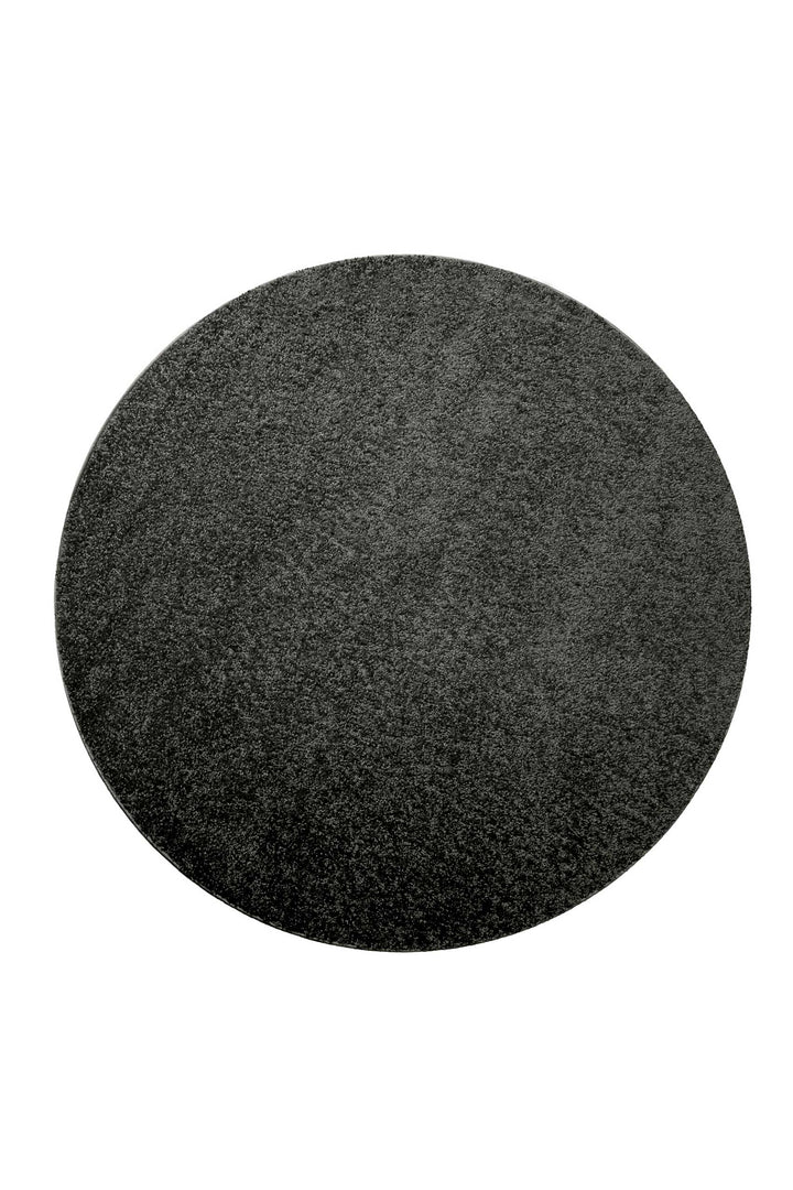 Gino Teppich anthrazit grau Hochflor rund