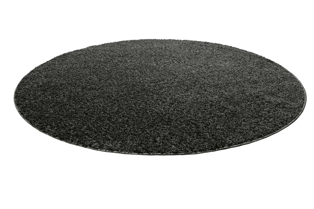 Gino Teppich anthrazit grau Hochflor rund