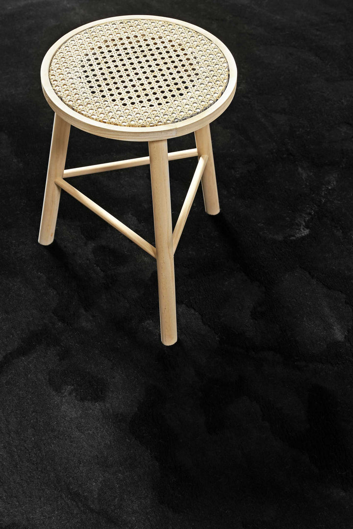 Lago Teppich schwarz Kurzflor rund