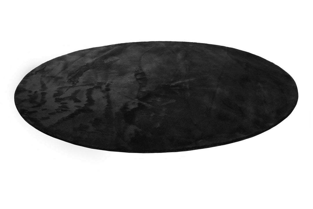 Lago Teppich schwarz Kurzflor rund