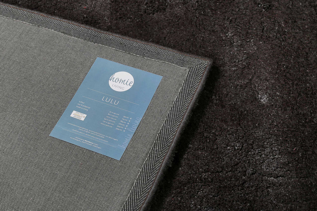 Lulu Teppich anthrazit grau Hochflor rechteckig