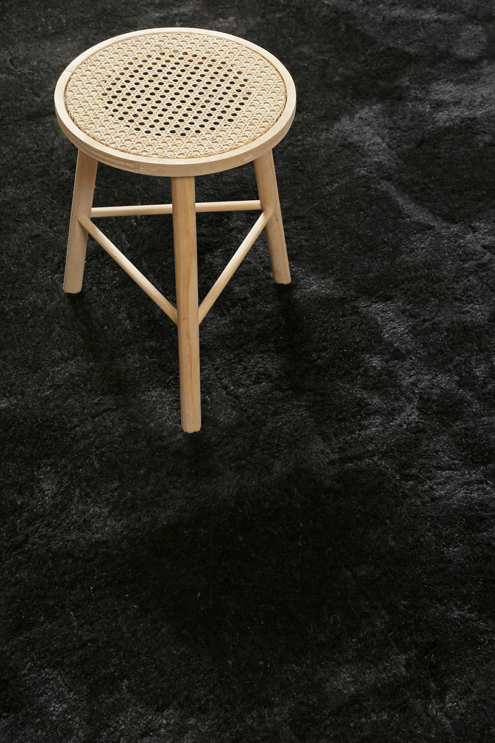 Lulu Teppich schwarz Hochflor rechteckig