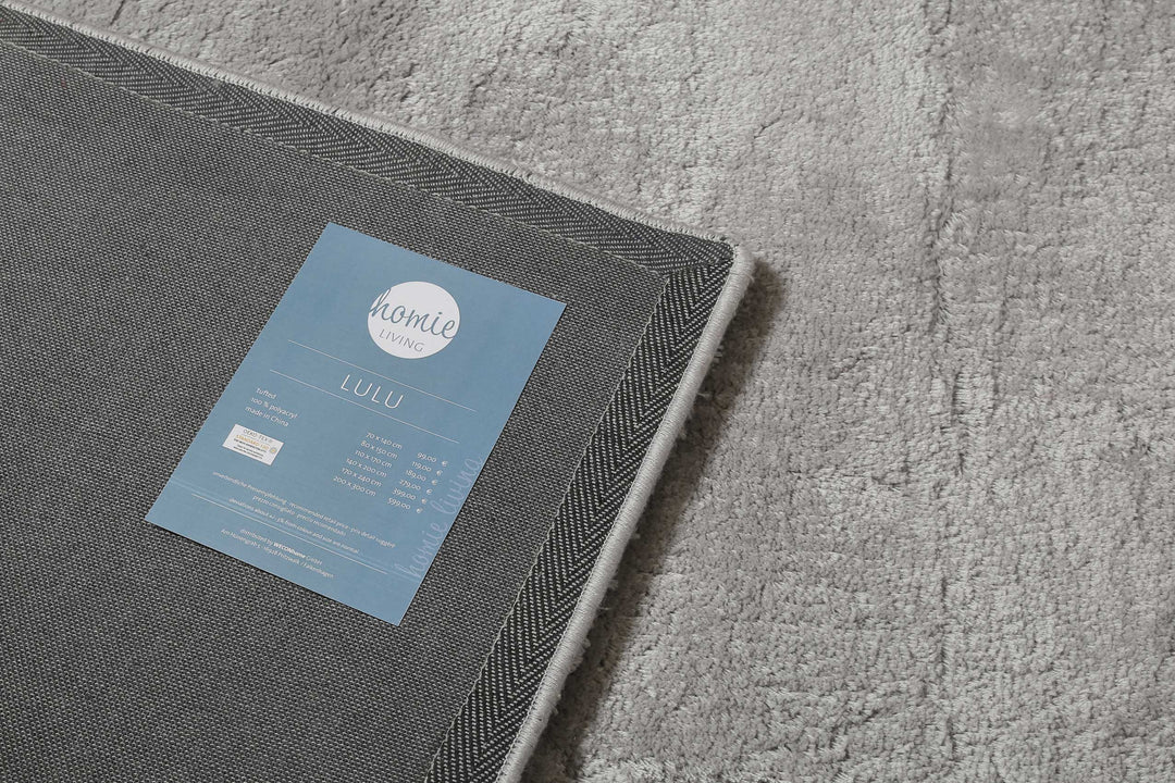 Lulu Teppich hellgrau Hochflor rechteckig