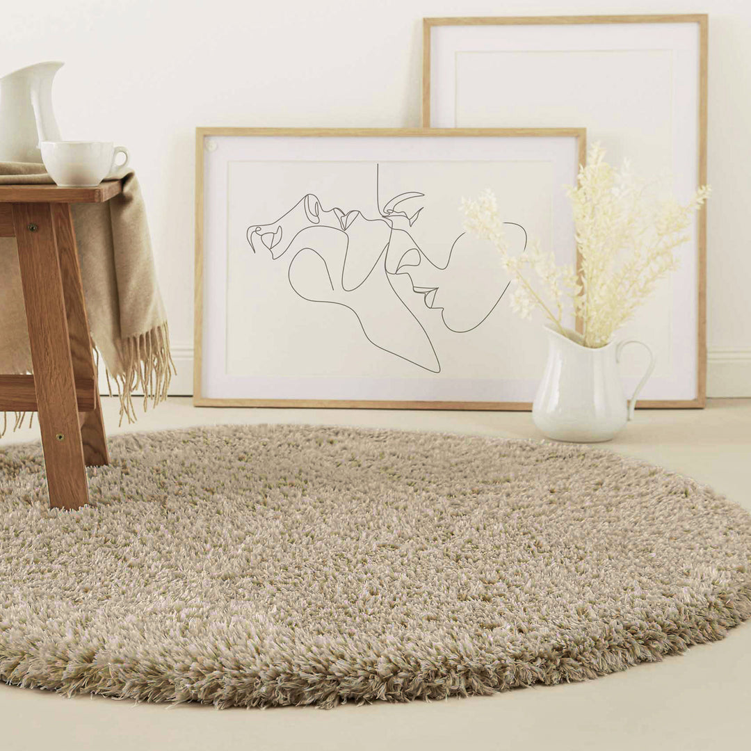 Nachhaltiger Teppich Rund Sand Braun soft & weich "Matteo" Homie Living