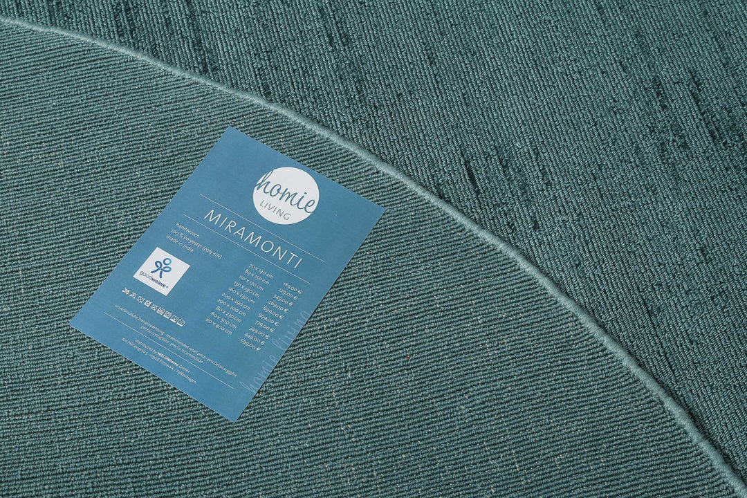 Miramonti Teppich petrol türkis Kurzflor rund