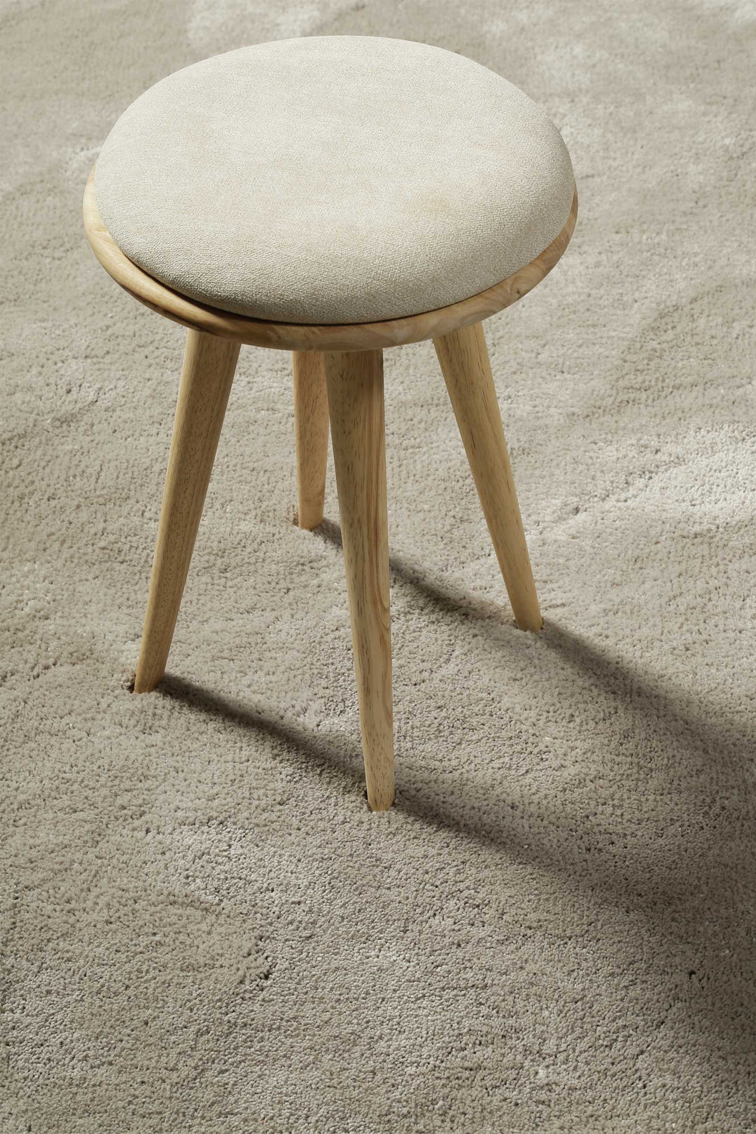 Pisa Teppich hellgrau creme Hochflor rund