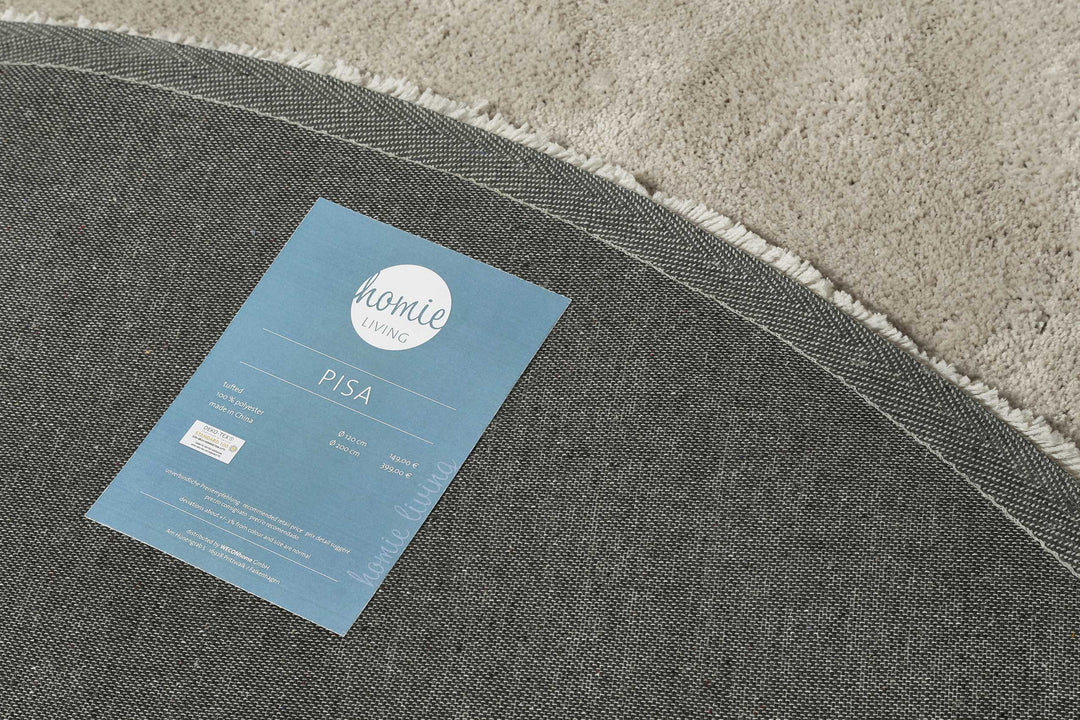 Pisa Teppich hellgrau creme Hochflor rund