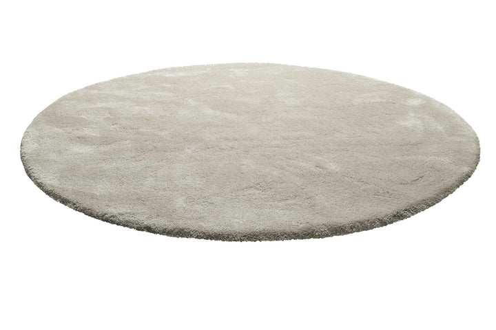 Pisa Teppich hellgrau creme Hochflor rund