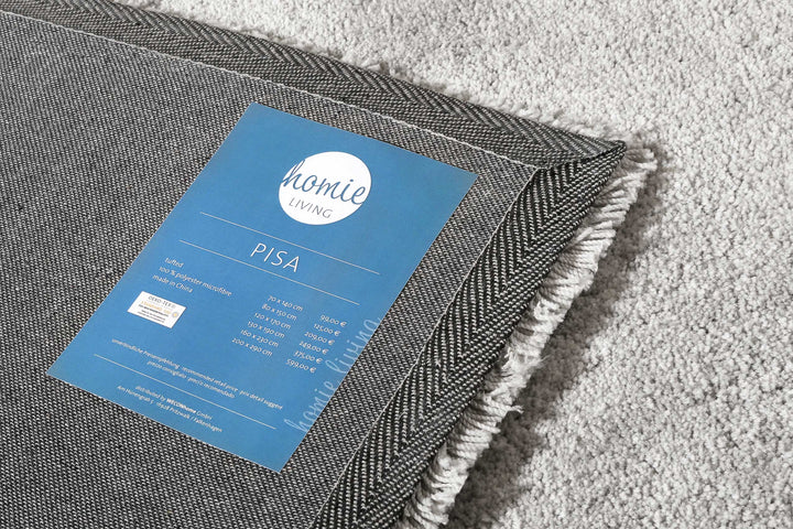 Pisa Teppich hellgrau creme meliert Hochflor rechteckig
