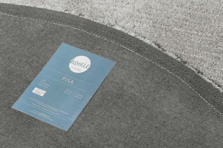 Pisa Teppich hellgrau creme meliert Hochflor rund