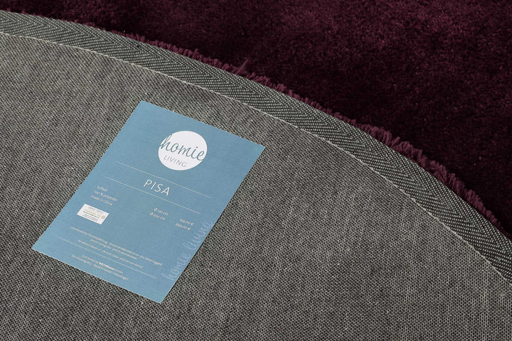 Pisa Teppich bordeaux rot Hochflor rund