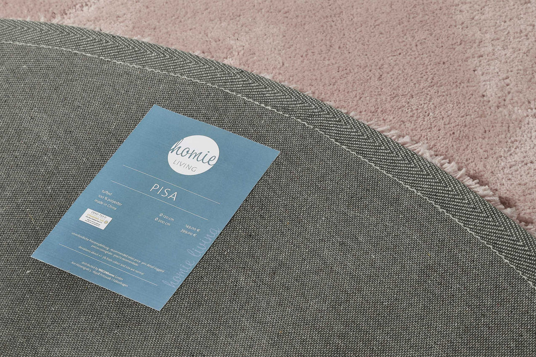 Pisa Teppich creme rosa Hochflor rund
