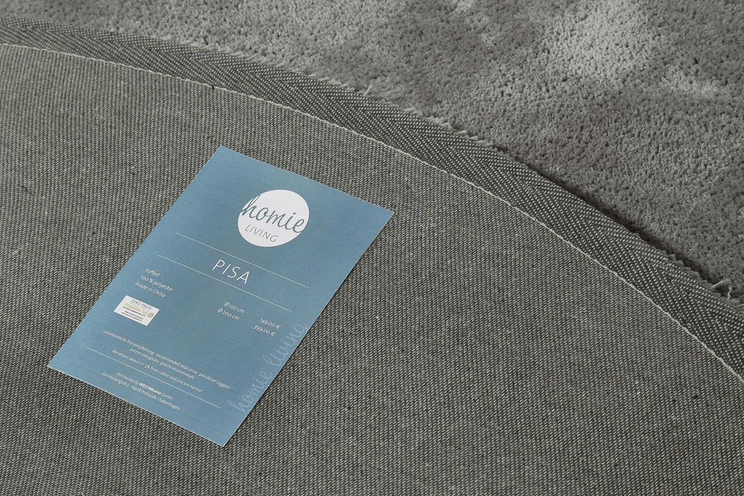 Pisa Teppich grau taupe Hochflor rund