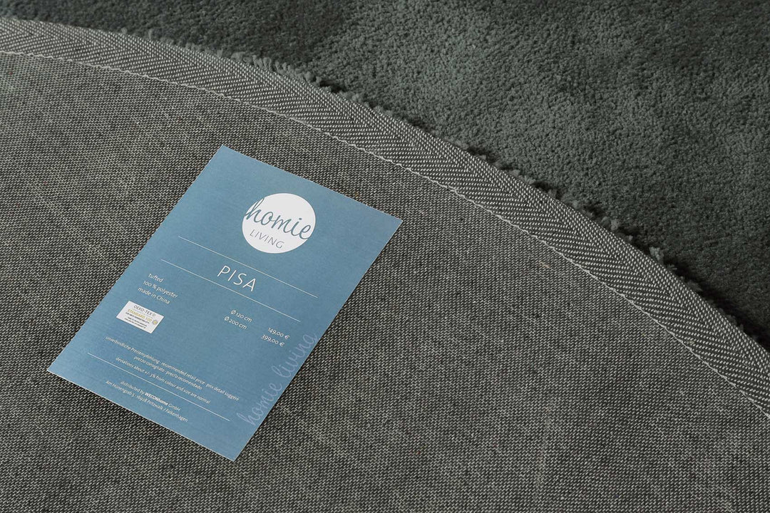 Pisa Teppich anthrazit grün Hochflor rund
