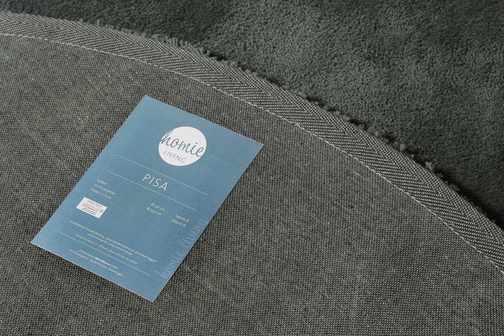 Pisa Teppich anthrazit grün Hochflor rund