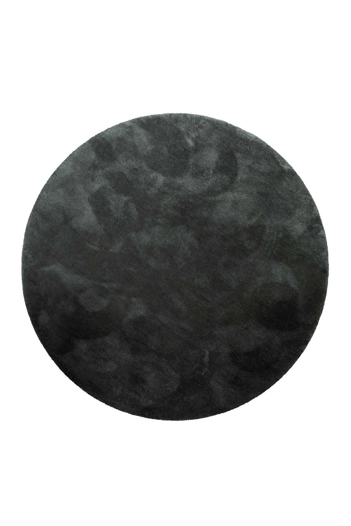 Pisa Teppich anthrazit grün Hochflor rund