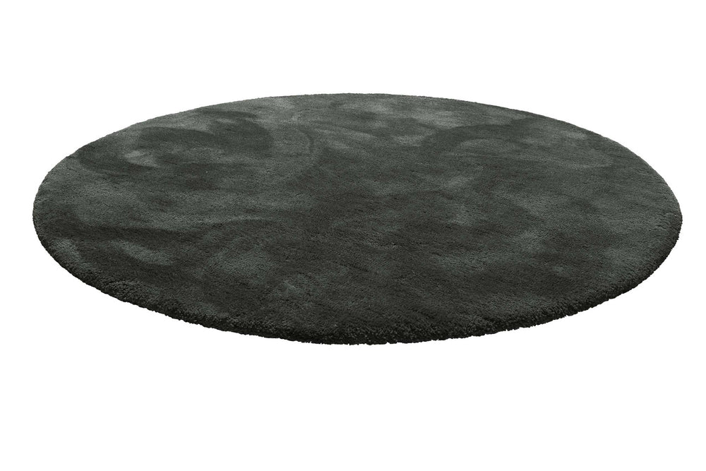 Pisa Teppich anthrazit grün Hochflor rund