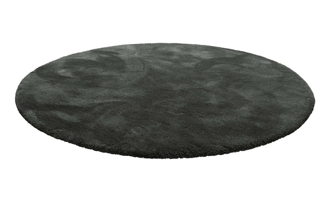 Pisa Teppich anthrazit grün Hochflor rund