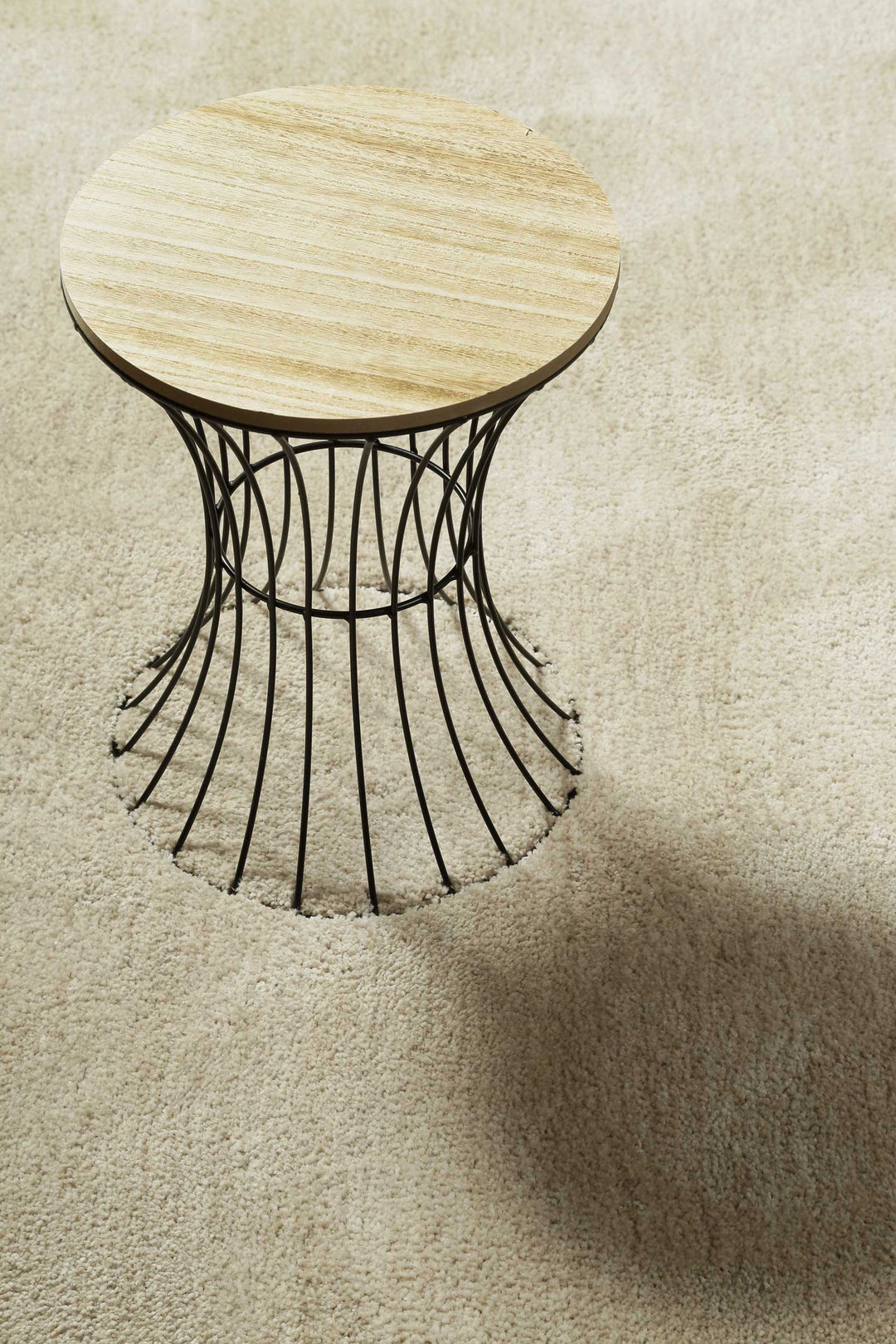 Pisa Teppich creme beige Hochflor rund