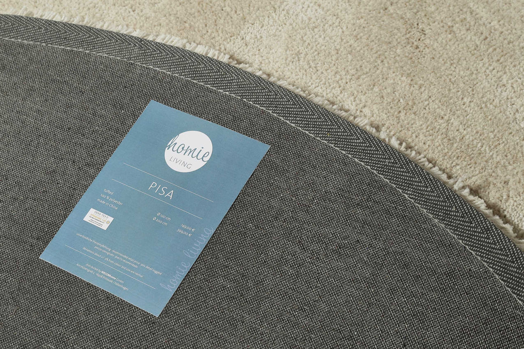 Pisa Teppich creme beige Hochflor rund