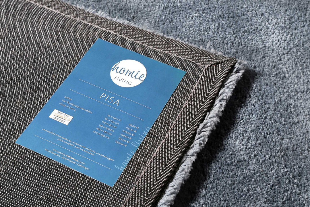 Pisa Teppich blau grau Hochflor rechteckig