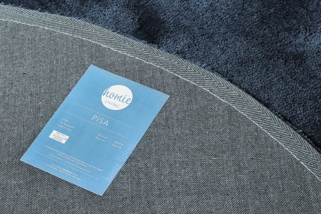 Pisa Teppich dunkelblau Hochflor rund