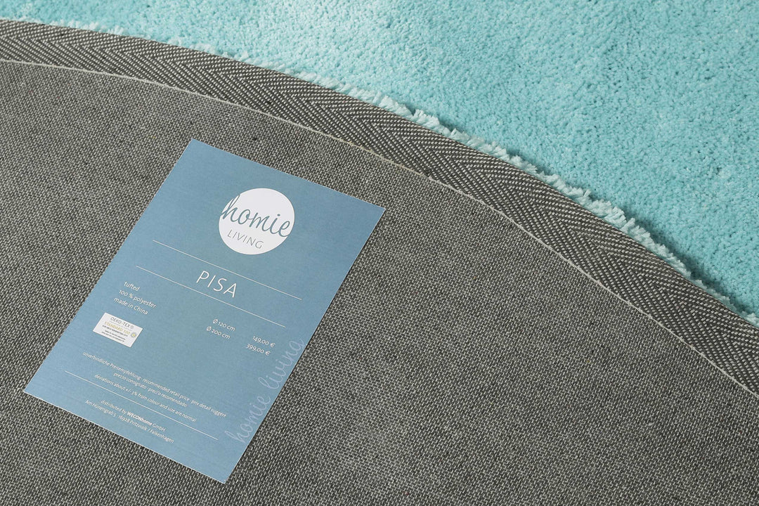 Pisa Teppich türkis Hochflor rund