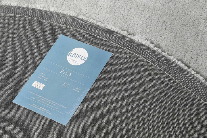 Pisa Teppich hellgrau Hochflor rund