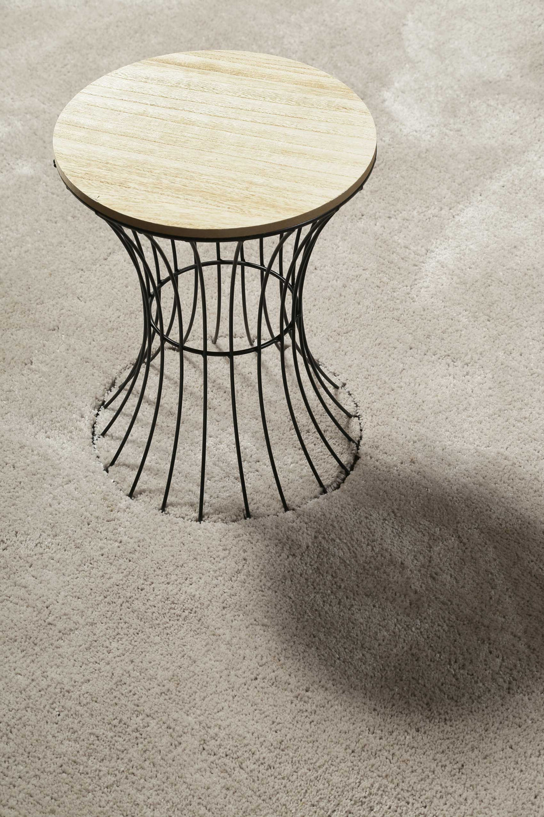 Pisa Teppich creme beige Hochflor rund